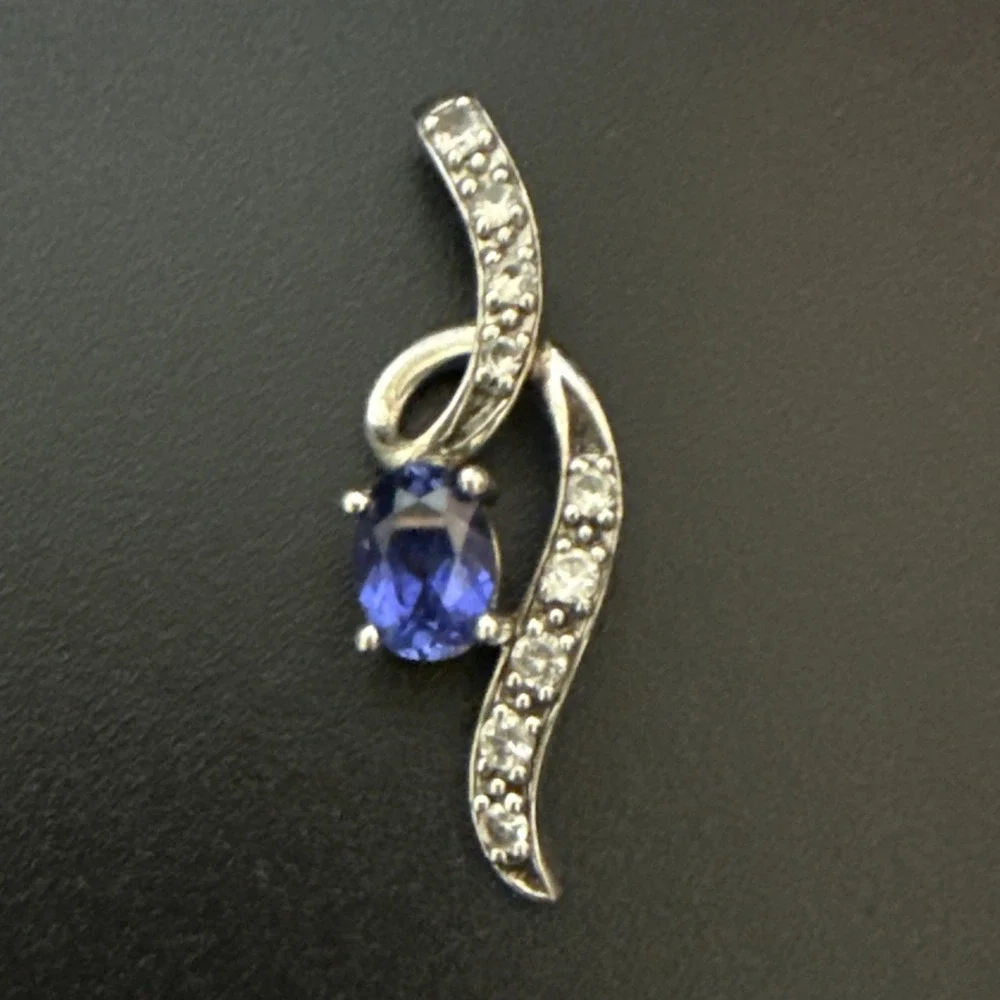 Topaz White Sapphire Infinity Pendant 925 Sterling Silver‎ Vintage